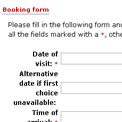 Booking form