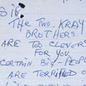 Note to the police 'by one who knows' concerning those responsible for the murder of George Cornell at the Blind Beggar pub in London E1 on 9 March 1966. Catalogue reference: MEPO 2/10922