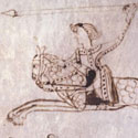Marginalia drawing of jousting, 13th century. Catalogue reference: E 36/275