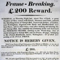 Poster advertising a reward for information leading to the arrest of frame-breakers at Nottingham, 1812. Catalogue reference: HO 42/1196