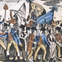 Engraving showing the forcible dispersal of the Reform Meeting at St. Peter's Fields, Manchester, on 16 August 1819 (The Peterloo Massacre). Catalogue reference: HO 42/199
