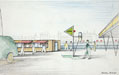 Terrace sketch by Gordon Bowyer. Catalogue reference: WORK 25/66/B1/SB/DN/31)