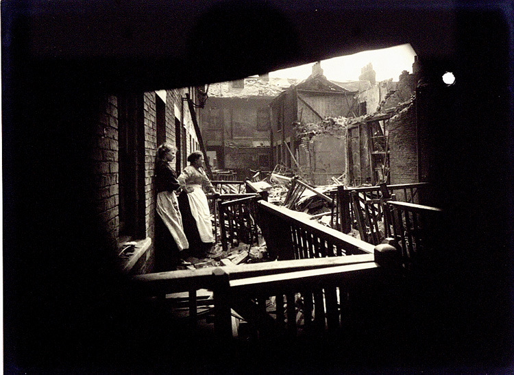 Photograph of damage caused by the raid to Edwin Place, Porter Street, Hull. 1916 (AIR 1/569/16/15/142)