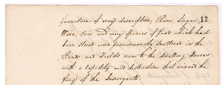 Letter from Colonel Edward Codd to James Leith, his report of the insurrection. (CO 28/85)
