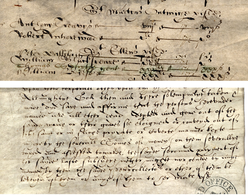 Extract from a certificate by London tax commissioners 1597 (E 179/146/354)