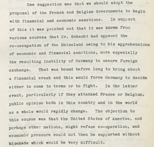 The Foreign Secretary describes a meeting he has had with the French, Belgian and Italian governments (FO 371/19892)