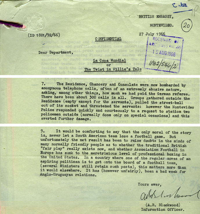 Confidential Report to London from British Embassy in Montevideo (FO 953/2334)