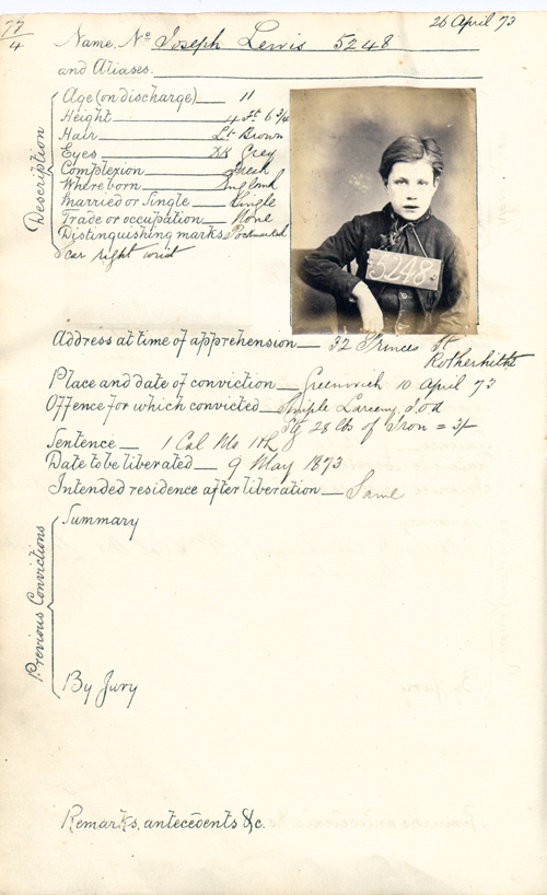 Joseph Lewis, prisoner no 5348 (PCOM 2/291)