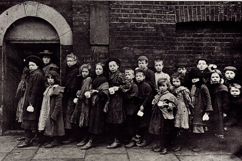 Children queuing for Salvation Army 