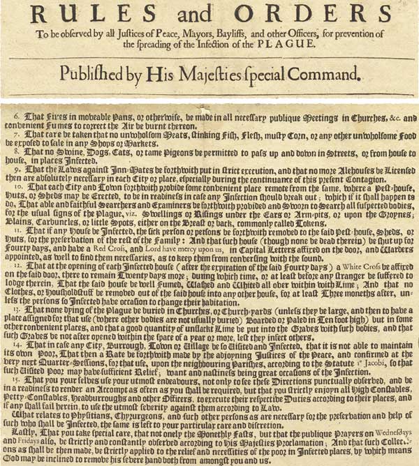 Orders for the prevention of the plague 1666 (SP29/155 f.102)