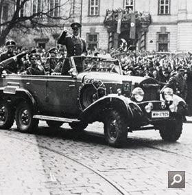 Adolf Hitler in his six wheeled Mercedes Benz Touring Car (HS 6/624)
