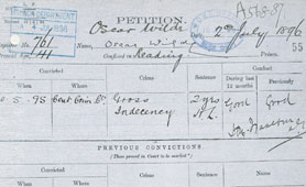 Oscar Wilde's first petition to the Home Secretary (catalogue reference: HO 45/24514 (55))