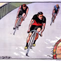 Racing cyclists, artist M Dorothy Hardy, 1904. COPY 1/218 (435)