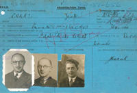 Joe Corals registration card - Catalogue reference: MEPO 35/16/2