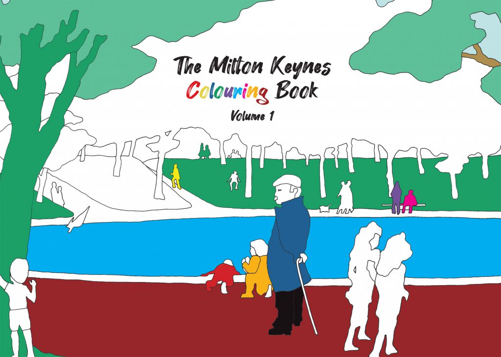 The front cover of the Milton Keynes Colouring Book
