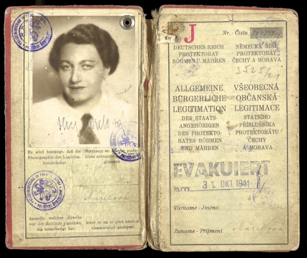 The identification card of Alice Stern with a photo on the left page and details on the right
