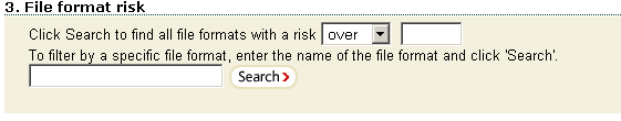 Example search by risk search box