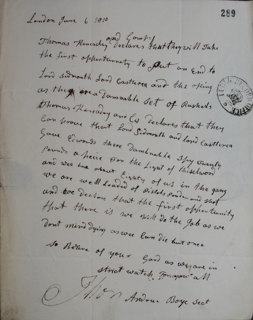 Threatening letter - The National Archives
