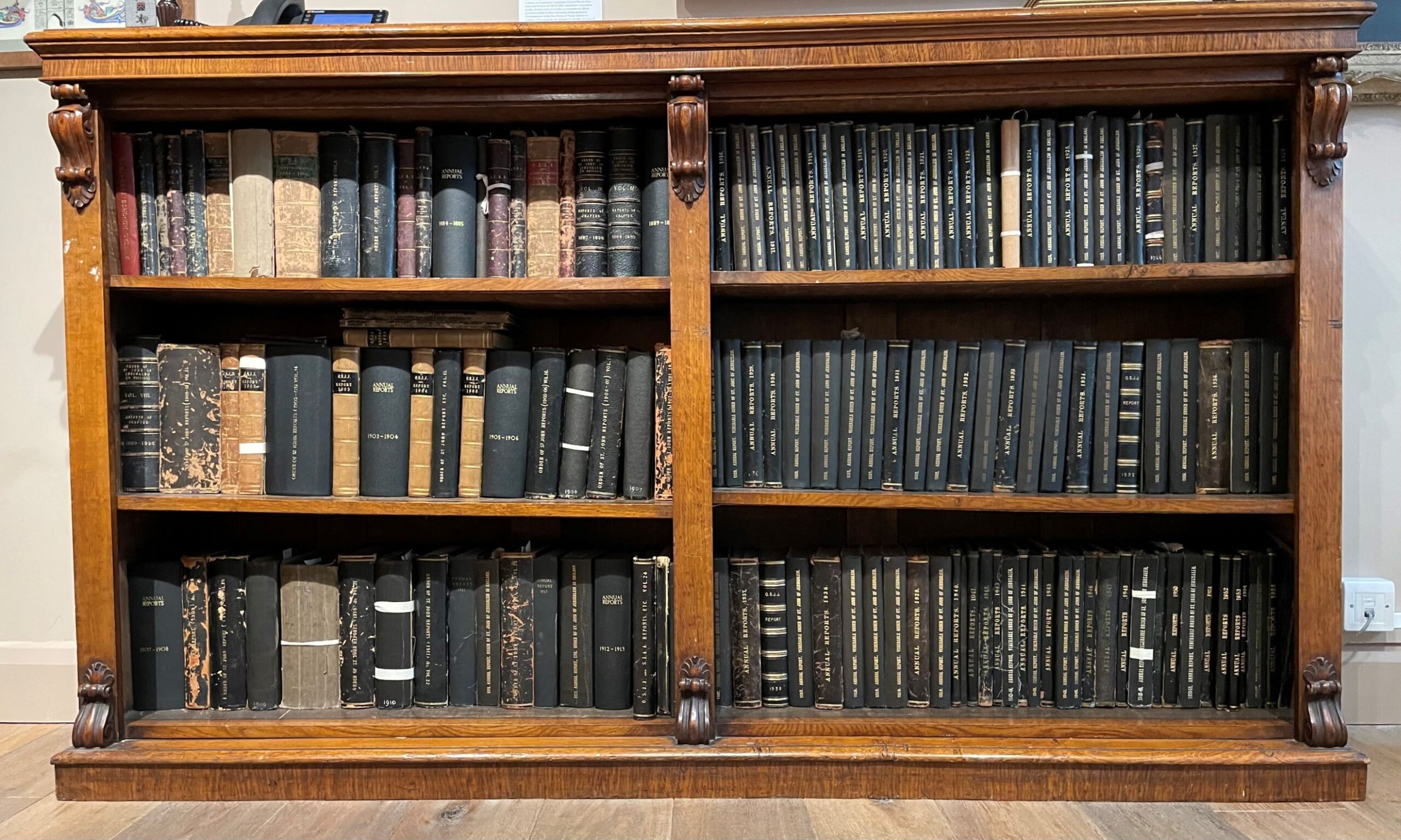 A bookcase of old books