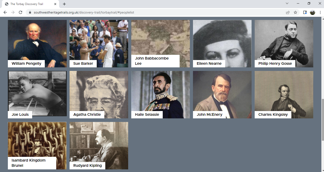 A screenshot of a website showing different historical figures