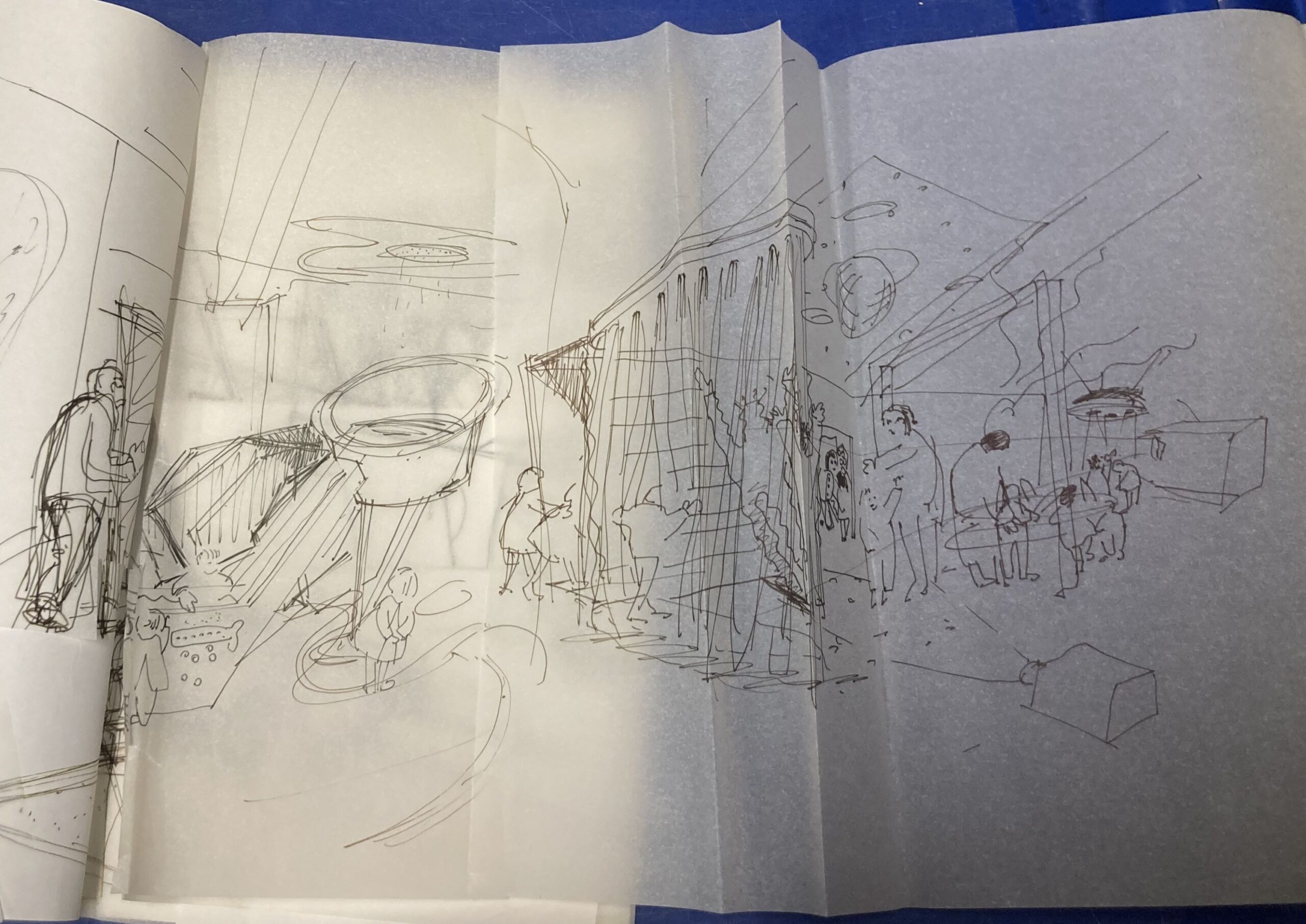 A pencil drawing on tracing paper